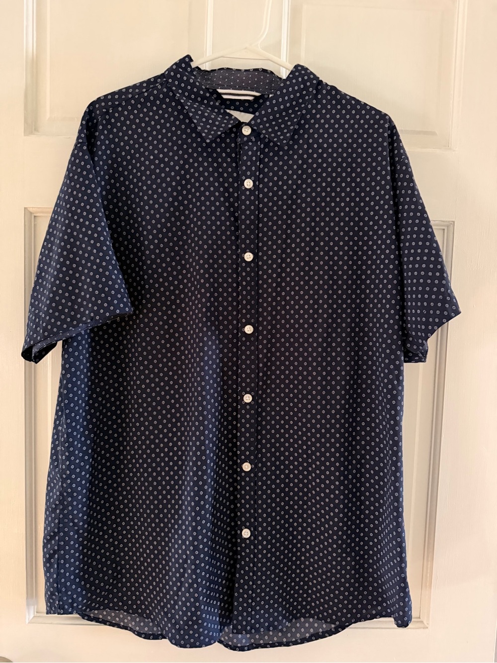 Paper Denim & Cloth Navy Short-Sleeve Button-Down with White Dot Print